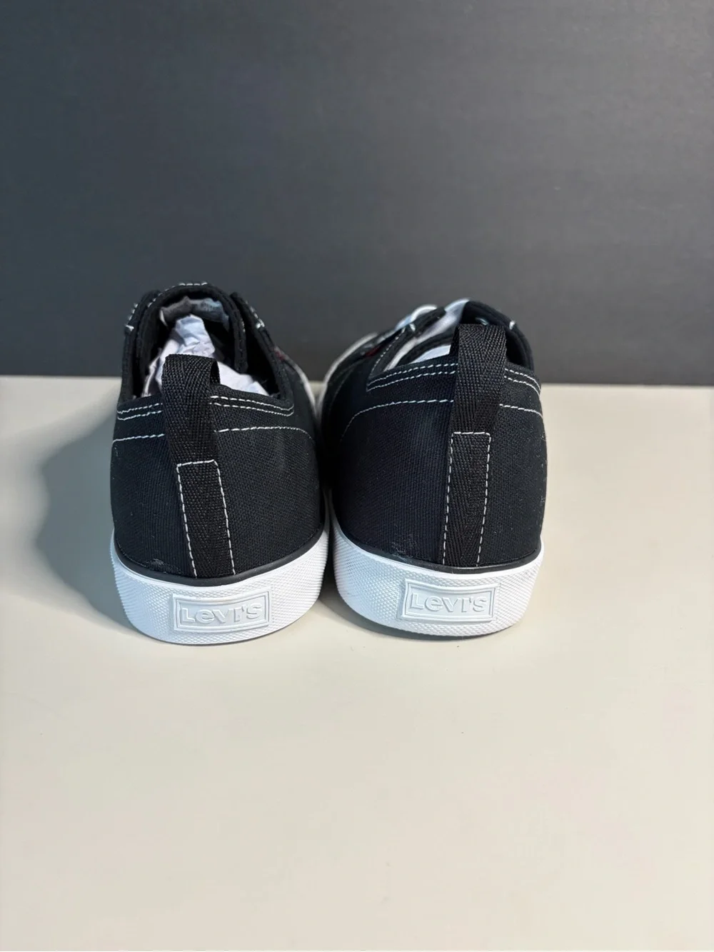 Levi's Black Canvas Low-Top Sneakers with White Accents
